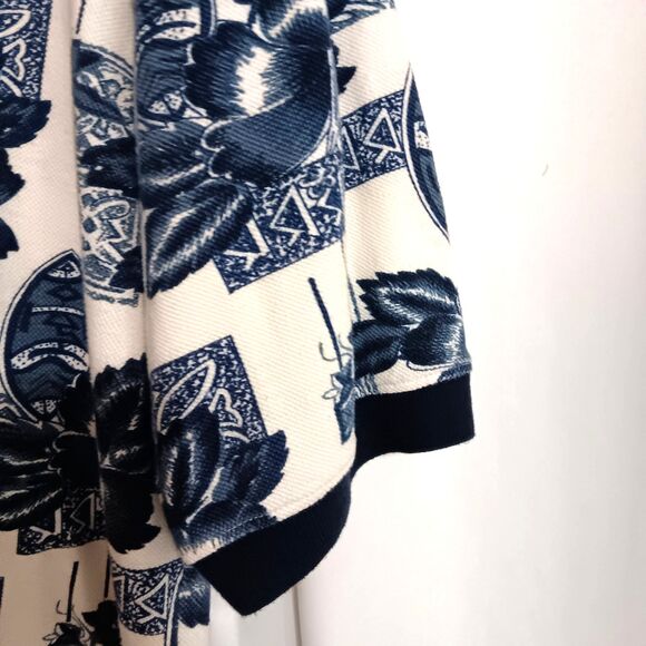 Vtg 90's Bogari Studio LX Blue Hawaiian Tribal Print Knit Polo Shirt Italy - Picture 5 of 9